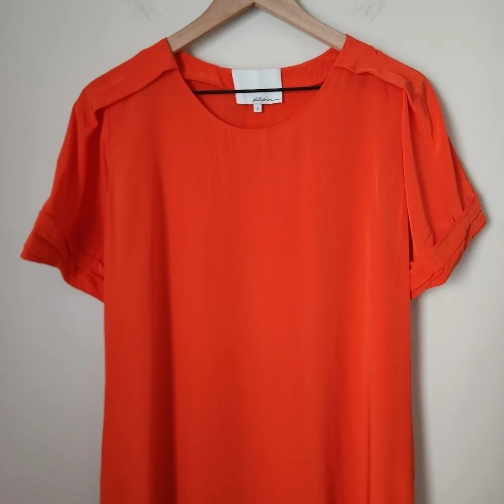 3.1 Phillip Lim | 100% Silk Short Sleeve Shift Mini Dress - Size 6 - Picture 3 of 13